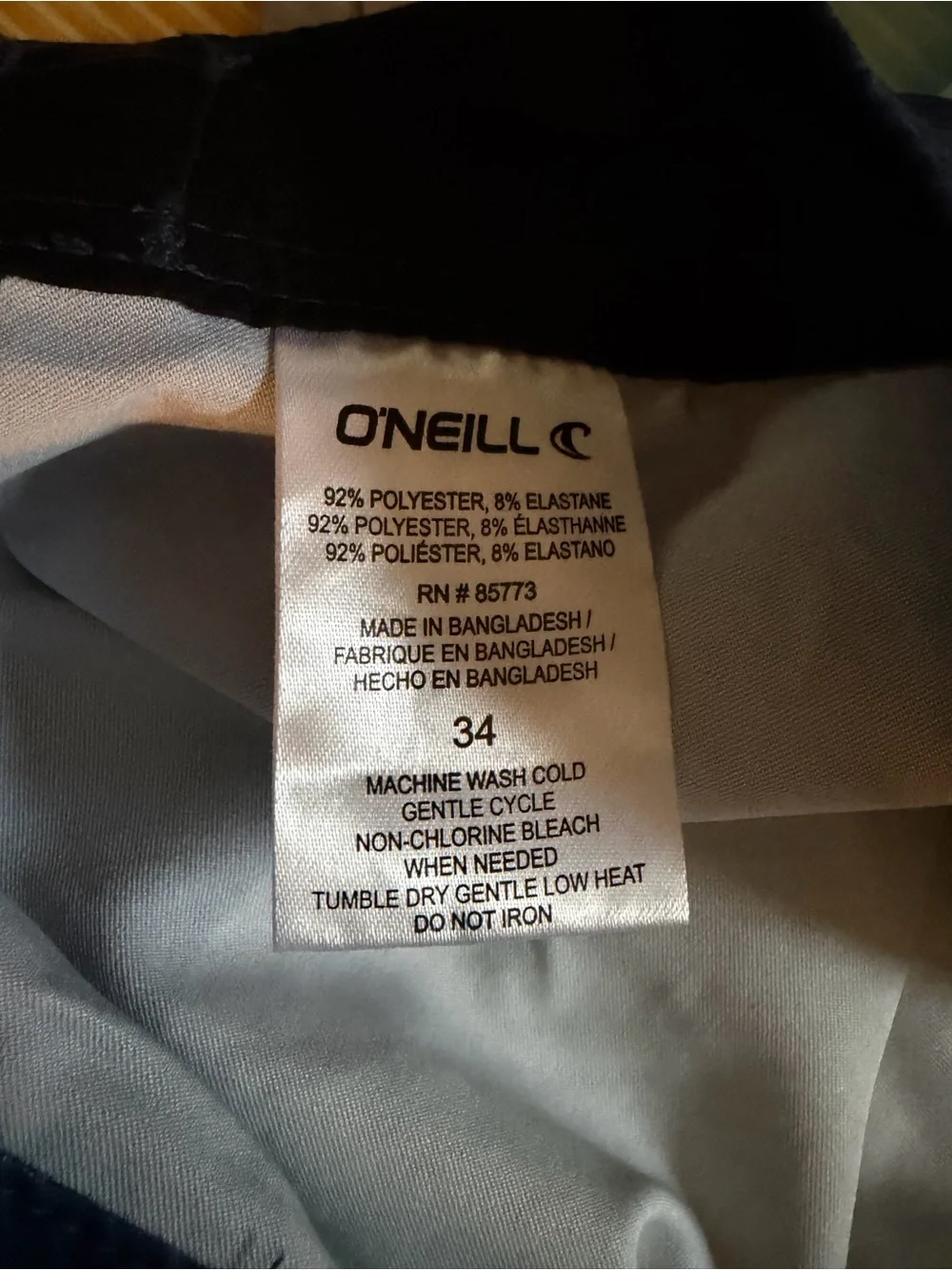 NWT O’Neill Men's 34 Navy, Light Blue, Yellow Striped Swim Boardshorts